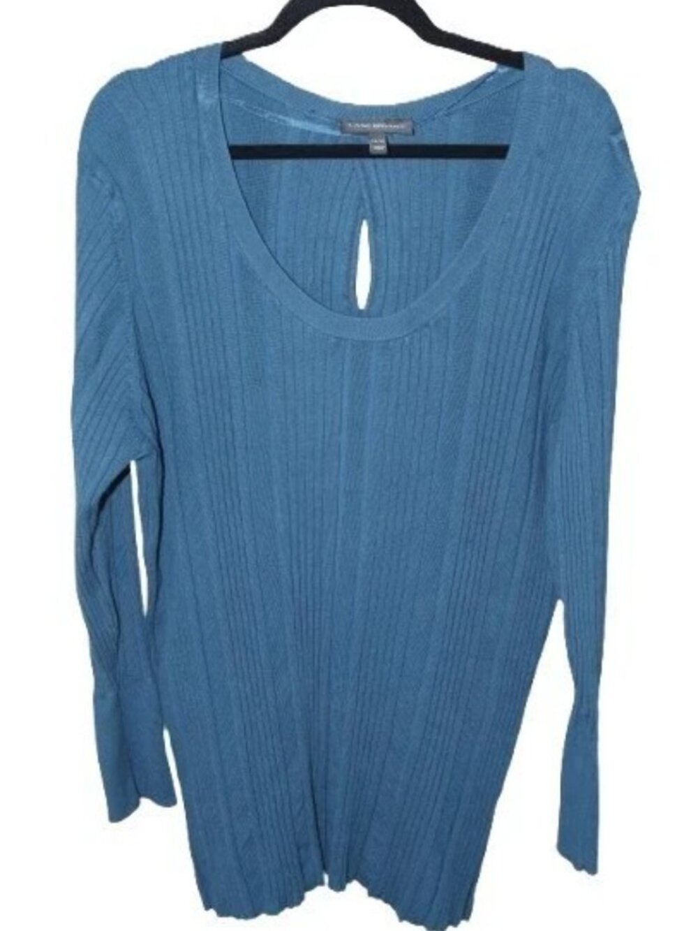 Lane Bryant Long Sleeve Ribbed Sweater Keyhole Size 26/28 Teal Blue Green